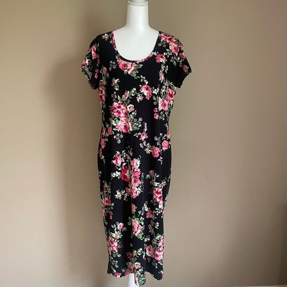 NoBoundaries XXL Floral Print Short Sleeve Summer Midi Dress Cottagecore Party